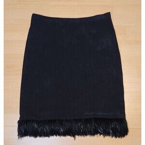 Women’s Vintage Bebe Moda Black Feather Skirt Size Medium Whimsigoth Y2K Velvet